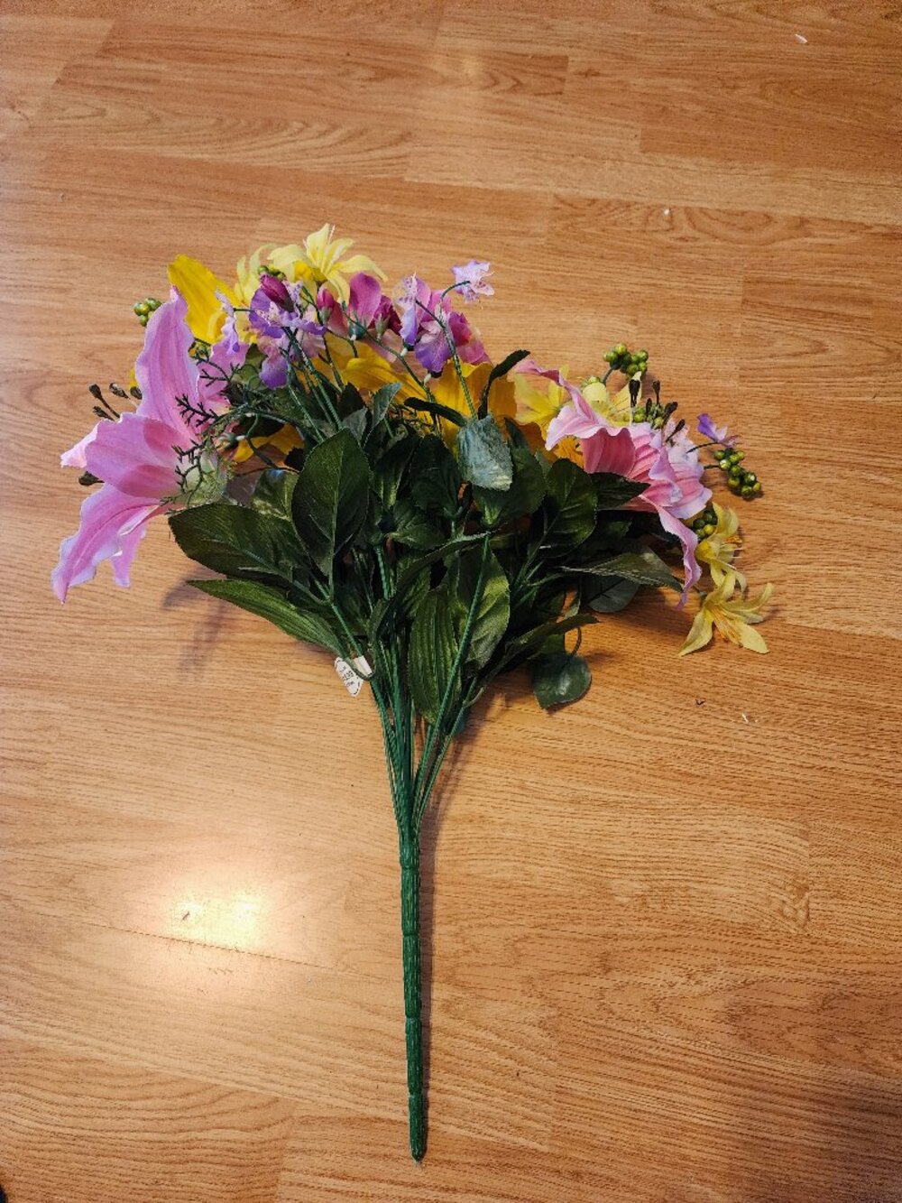 Pink & Yellow Lily Bush Artificial Flower